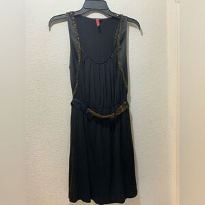 One September (Anthropologie) sleeveless Lightweight Beaded Black Tank Dress